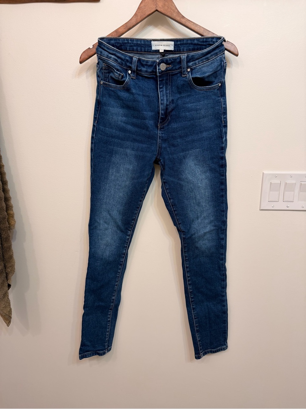Risen High-Rise Skinny Jeans in Dark Blue